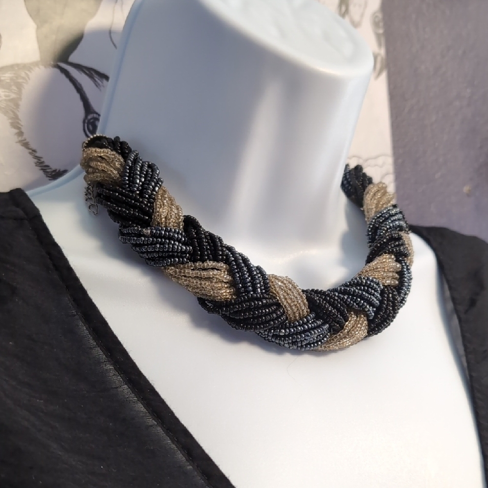 Beaded & Braded Twisted Necklace